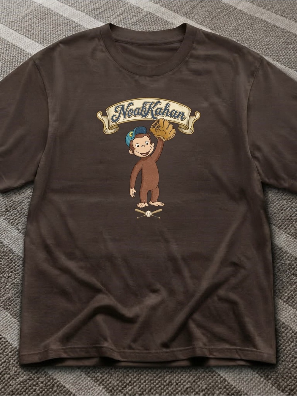 Gildan Curious George Baseball Graphic Tee - Brown